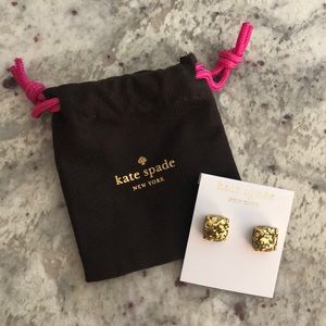 Kate Spade Gold Gliter Earrings/free glasses cloth